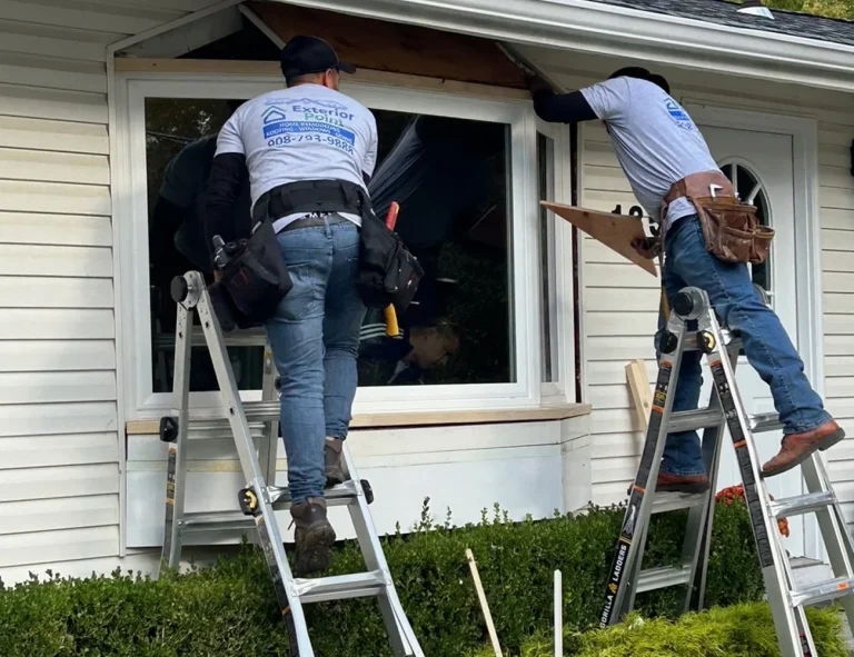 Exterior Point installers replacing a front window in Lincroft, NJ