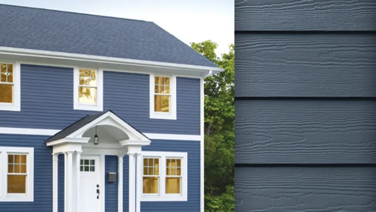 Blue James Hardie fiber cement siding on a colonial in Middletown, NJ