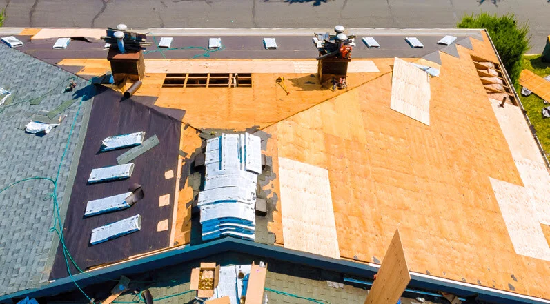 plywood installation on a roof