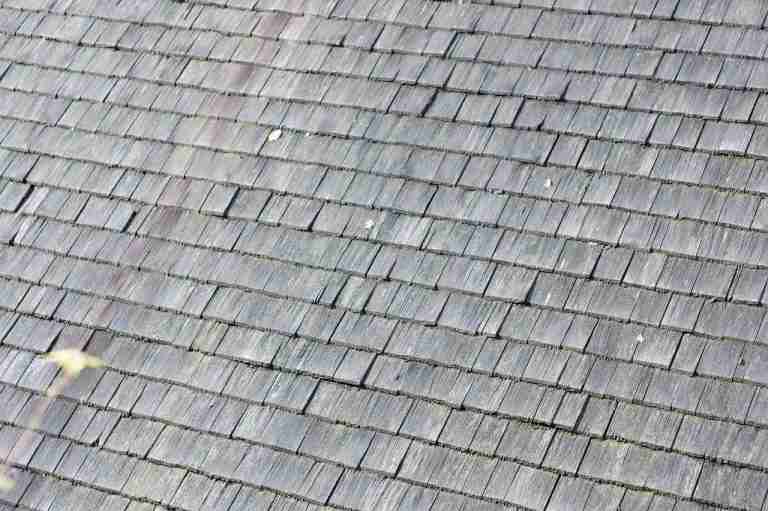 Close-up of new asphalt roof shingles