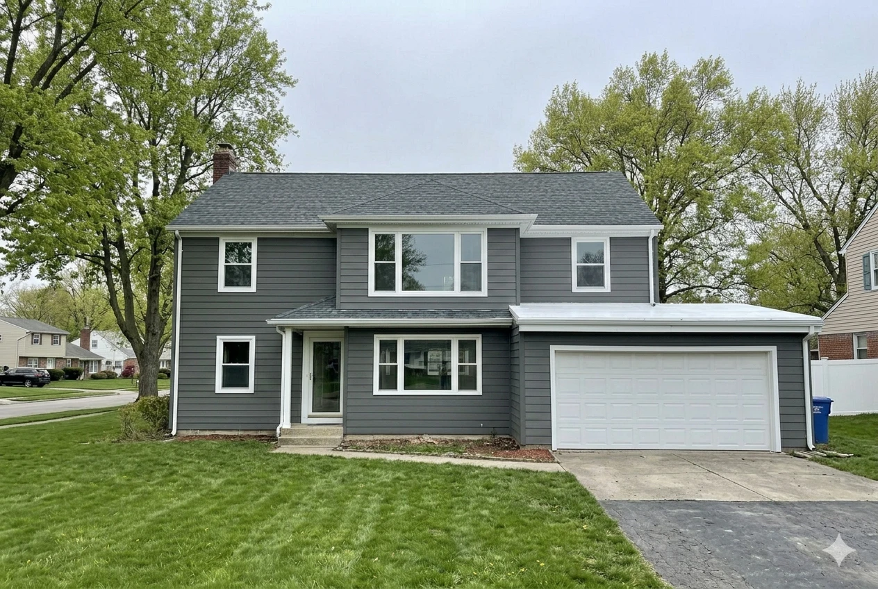 Siding, Windows and Roof Replacement in Westfield, NJ: What Union County Homeowners Need to Know in 2026 1 Full exterior renovation in progress on a colonial home near Mindowaskin Park in Westfield, NJ - new roof, windows, and siding all being replaced simultaneously