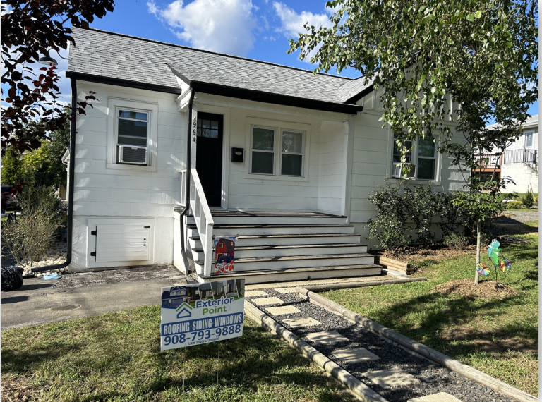 Gray Roof with Black Gutters