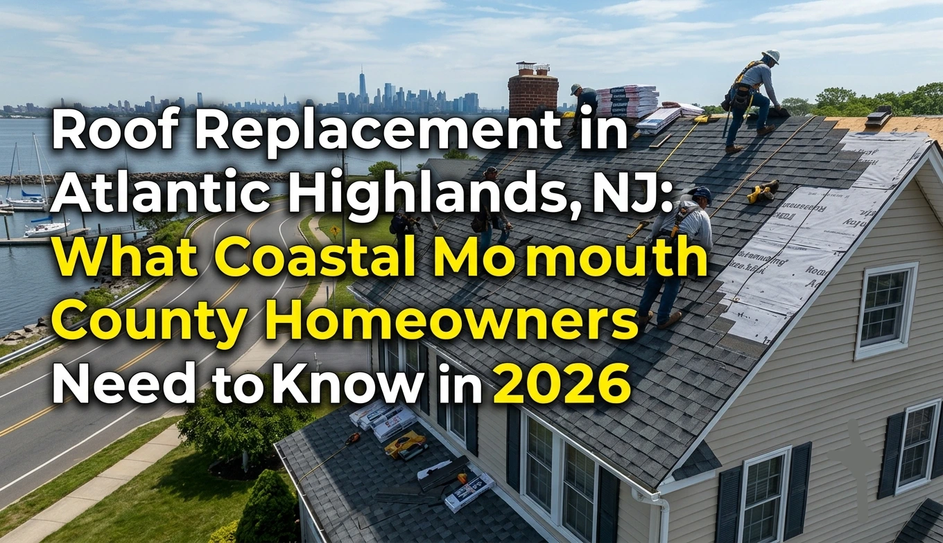 Roof Replacement in Atlantic Highlands, NJ: What Coastal Monmouth County Homeowners Need to Know in 2026 1 Coastal-grade roof replacement on a Victorian home in Atlantic Highlands, NJ overlooking Sandy Hook - architectural shingles with enhanced wind protection