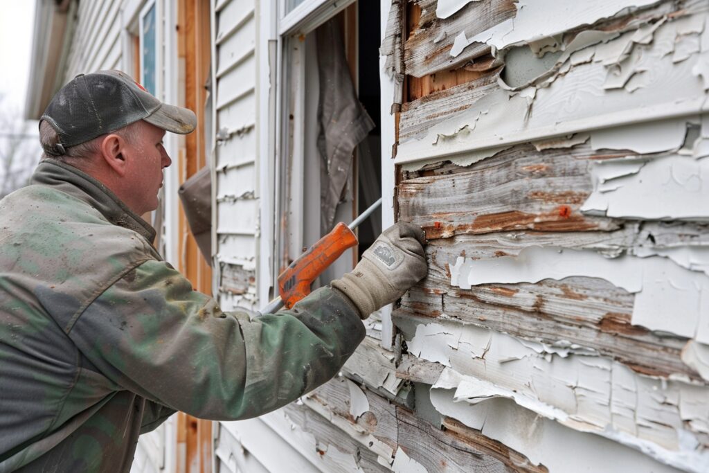 South River NJ 10 Contractor removing old, damaged exterior siding