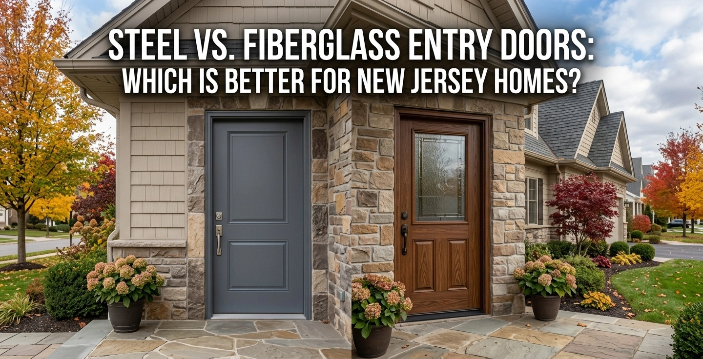 Side-by-side comparison of steel and fiberglass entry doors for New Jersey homes