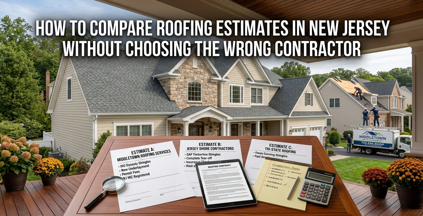 How to Compare Roofing Estimates in New Jersey Without Choosing the Wrong Contractor 1 New Jersey homeowner comparing multiple roofing estimates side by side