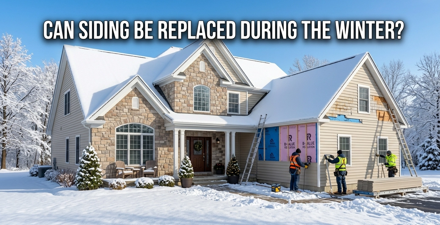 Siding installation during winter in New Jersey - experienced crew installing vinyl siding in cold weather