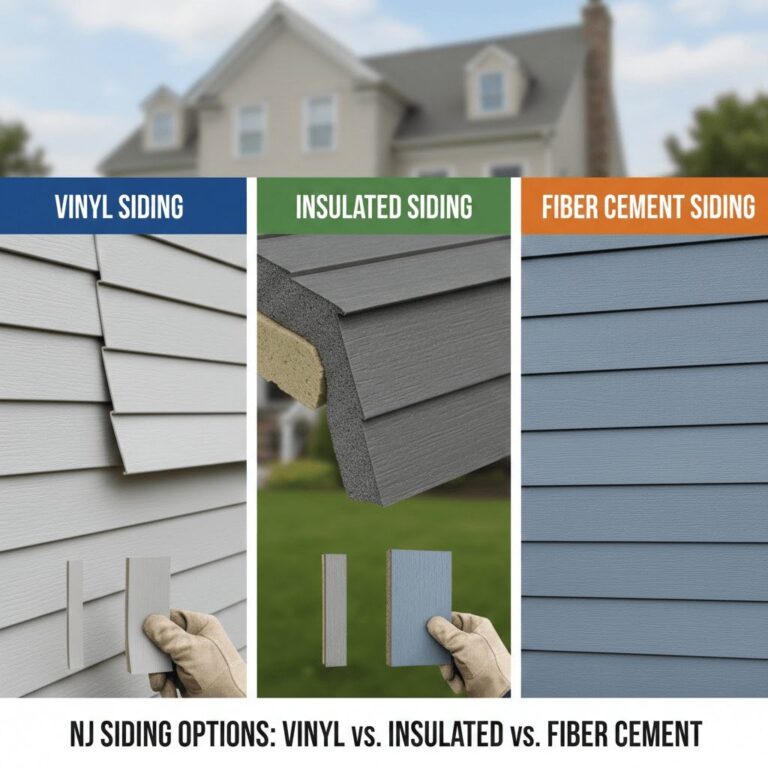 Comparison of vinyl, insulated and fiber cement siding samples for New Jersey homes