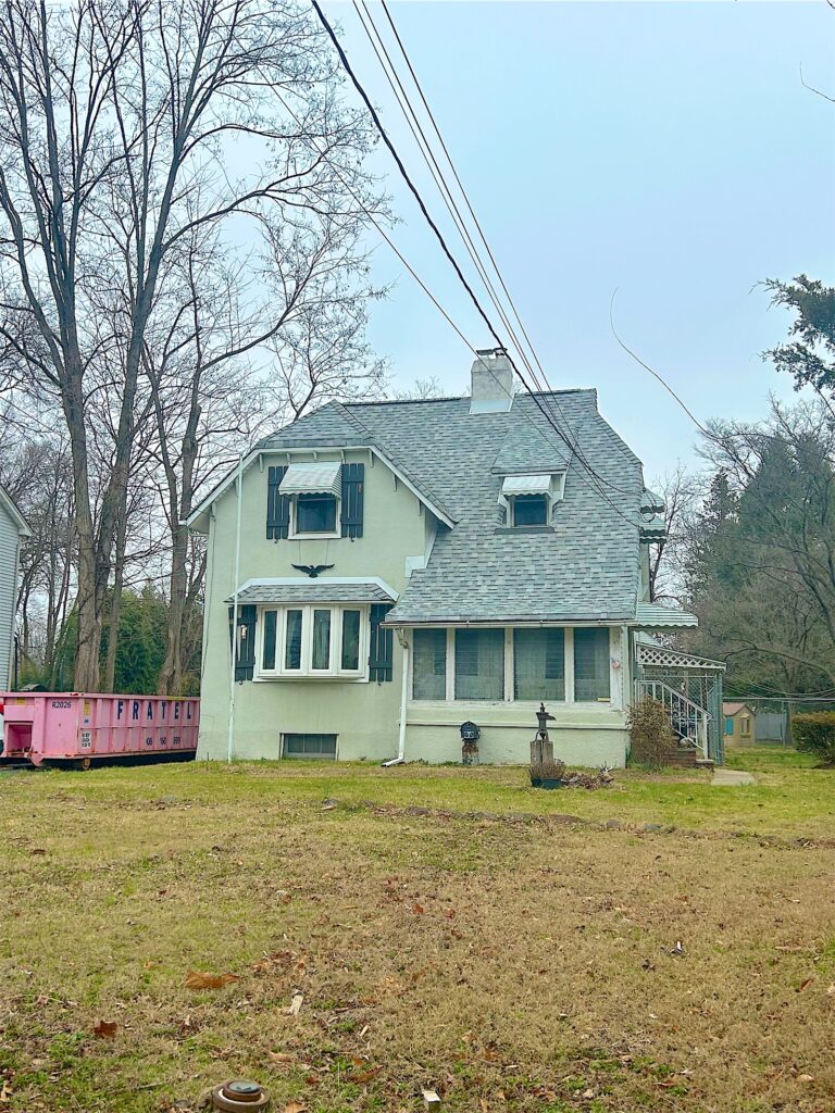 New gray shingle roof with a dumpster on site in North Plainfield, NJ