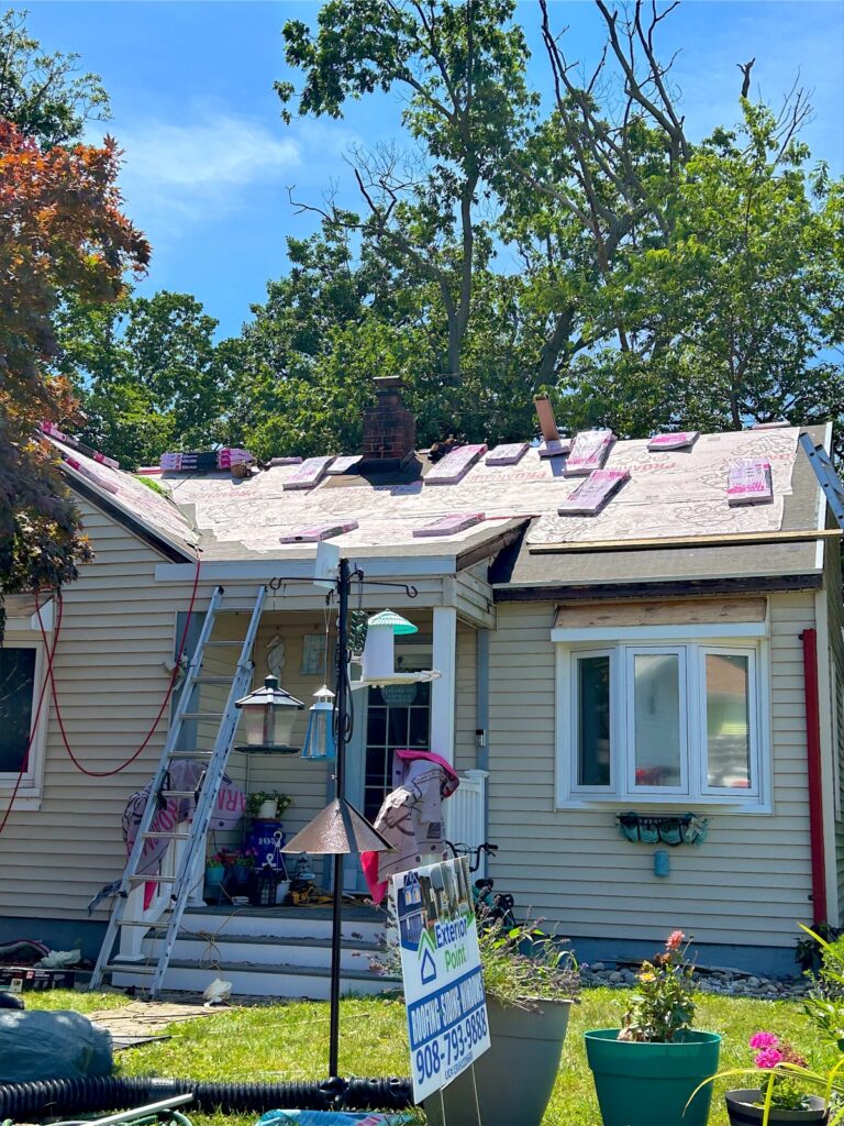 Exterior Point crew tearing off an old roof in Keyport, NJ