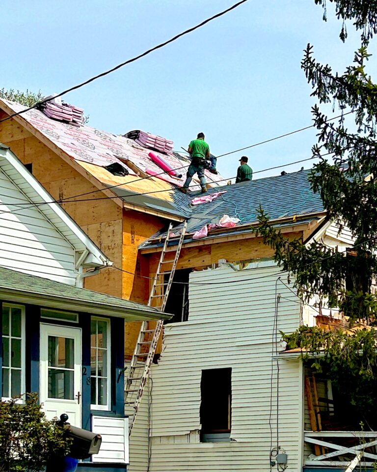 Exterior Point crew installing a new roof during a full exterior renovation in Atlantic Highlands, NJ