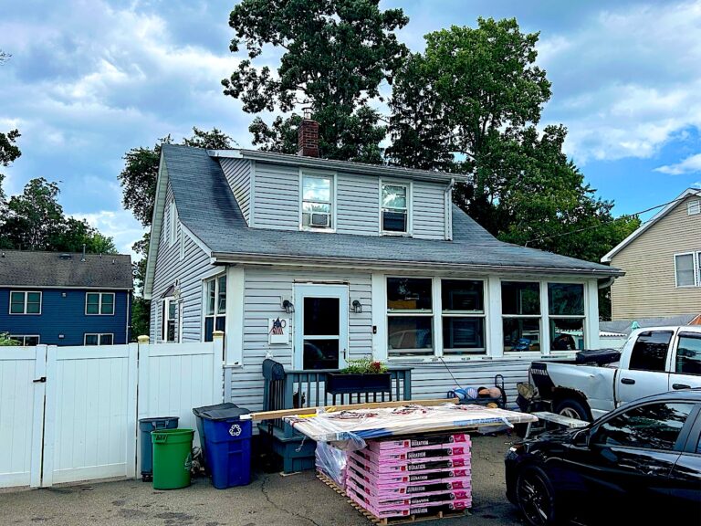 Matawan NJ 8 Roofing materials delivered to the driveway for a roof replacement in Keyport, NJ