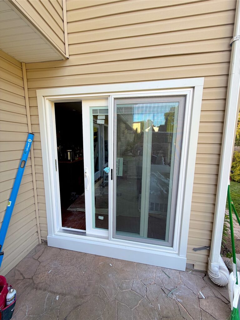 New white sliding patio door installed in Little Silver, NJ