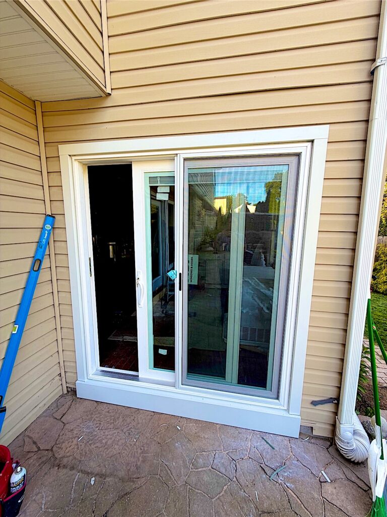 New white sliding patio door installed in Little Silver, NJ