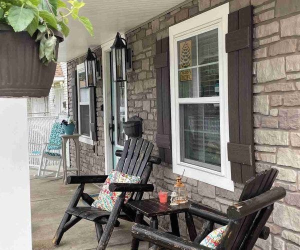 house with stone veneer siding Exterior Point